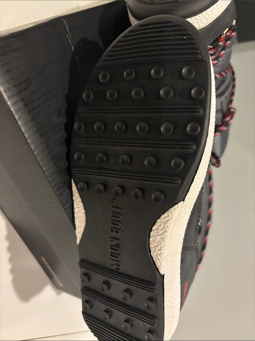 Moon Boot Kids Gray Winter Boots with Red-Detail Laces